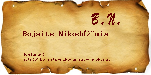 Bojsits Nikodémia névjegykártya
